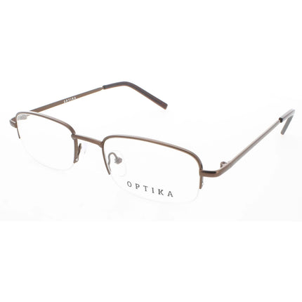 Optika Unisex Eyeglasses - Brown Metal Rectangular Half Rim Frame | OM 118 BRN 51 ,