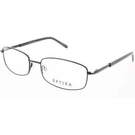 Optika Unisex Eyeglasses - Black Metal Rectangular Full Rim Frame | OM 127 BLK 60 ,