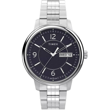 Timex Men's Watch - Chicago Quartz Dark Blue Dial Silver Steel Bracelet | TW2W13600 ,