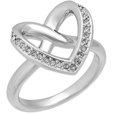 Swarovski Women's Ring - Cupidon Rhodium Plated Crystal Pavé Heart, Size 9 | 5140097 ,