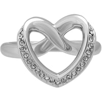 Swarovski Women's Ring - Cupidon Rhodium Plated Crystal Pavé Heart, Size 9 | 5140097 ,