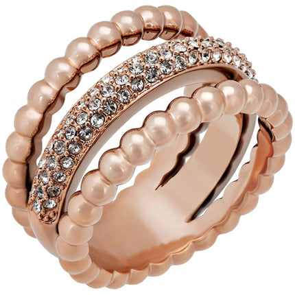 Swarovski Women's Ring - Click Crystals and Bubble Triple Strand, Size 8 | 5143795 ,