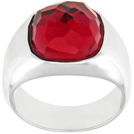 Swarovski Women's Ring - Dot Rhodium Plated with Square Red Crystal, Size 7 | 5160888 ,