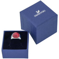 Swarovski Women's Ring - Dot Rhodium Plated with Square Red Crystal, Size 7 | 5160888 ,