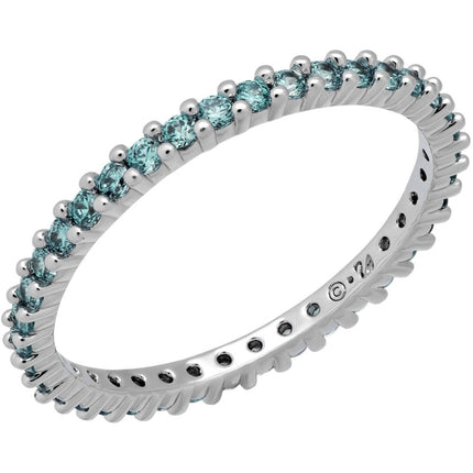 Swarovski Women's Ring - Vittore Rhodium Plated Blue Crystal Pave, Size 9 | 5221404 ,