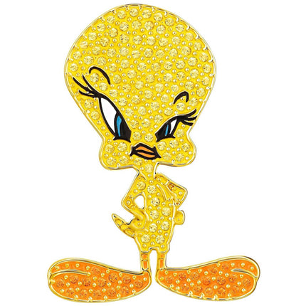 Swarovski Unisex Tie Pin - Looney Tunes Tweety Yellow Gold Crystal Pave | 5487641 ,