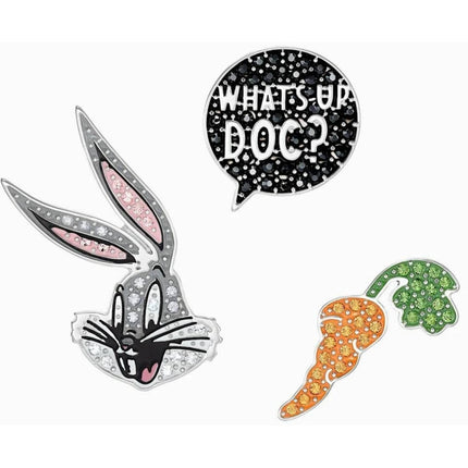 Swarovski Unisex Tie Pin Set - Looney Tunes Bugs Bunny Rhodium Plated | 5488791 ,