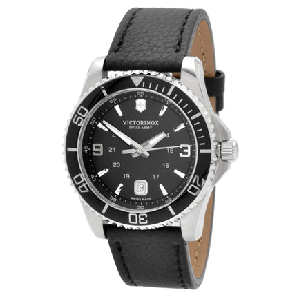 Victorinox Swiss Army Men's Quartz Watch - Maverick Black Leather Strap | 241862 ,
