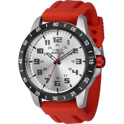 Invicta Men's Watch - Pro Diver Silver Dial Red Rubber Silicone Strap Quartz | 40002 ,