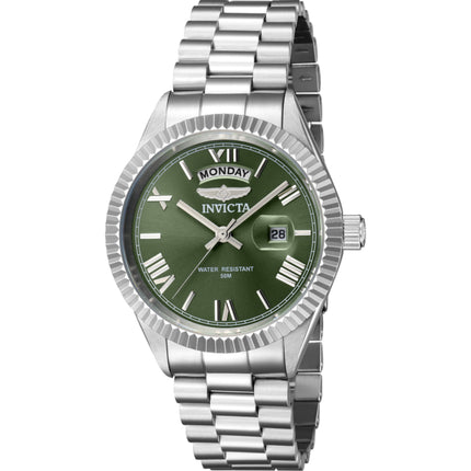 Invicta Men's Watch - Specialty Dark Green Dial Silver Steel Bracelet Date | 43936 ,