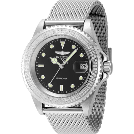 Invicta Men's Watch - Elite Diamond Automatic Black Dial Silver Steel Bracelet | 48743 ,