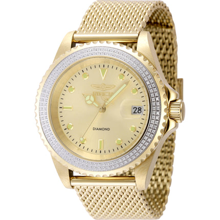 Invicta Men's Watch - Elite Diamond Automatic Gold Dial Steel Mesh Bracelet | 48746 ,