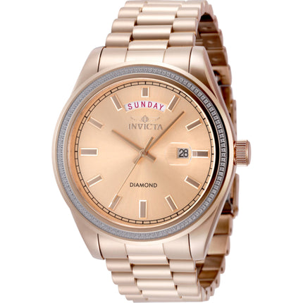 Invicta Men's Watch - Elite Diamond Quartz Rose Gold Tone Dial Steel Bracelet | 48762 ,
