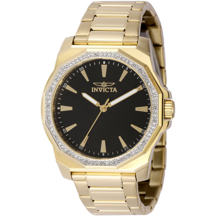 Invicta Men's Watch - Speedway Crystal Bezel Black Dial Yellow Gold Bracelet | 49107 ,