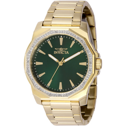 Invicta Men's Watch - Speedway Crystal Bezel Green Dial Yellow Gold Bracelet | 49109 ,