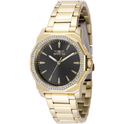 Invicta Women's Watch - Speedway Quartz Charcoal Dial Yellow Gold Bracelet | 49114 ,