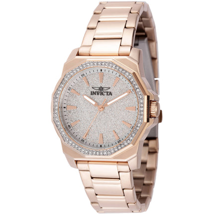 Invicta Women's Watch - Speedway Rose Gold Case Silver Tone Glitter Dial | 49131 ,
