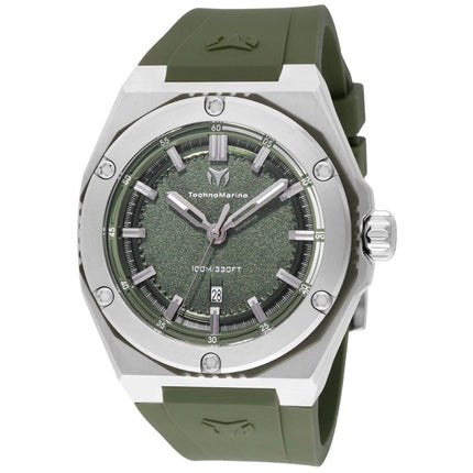 Technomarine Men's Watch - Coral Steel Case Olive Green Silicone Strap | TM-416067 ,