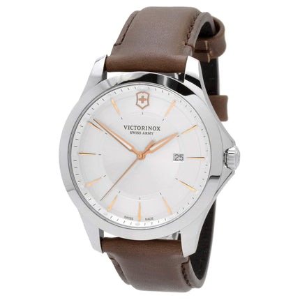 Victorinox Swiss Army Men's Watch - Alliance Silver Tone Dial Brown Strap | 241907 ,
