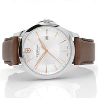 Victorinox Swiss Army Men's Watch - Alliance Silver Tone Dial Brown Strap | 241907 ,