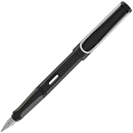 Lamy Fountain Pen - Safari Shiny Black ABS Plastic Barrel Steel Nib, Medium | L19BKMBC ,