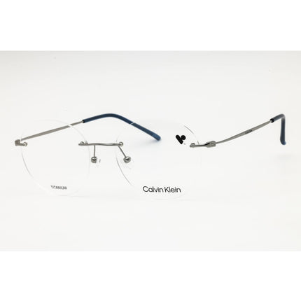 Calvin Klein Unisex Eyeglasses - Silver/Blue Titanium Round Rimless | CK22125TA 414 ,