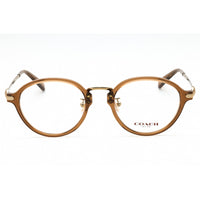 Coach Women's Eyeglasses - Transparent Brown Plastic Round Full Rim | 0HC6183D 5654 ,