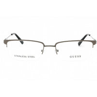 Guess Men's Eyeglasses - Shiny Gunmetal Metal Rectangular Half Rim Frame | GU50005 008 ,