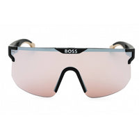 Hugo Boss Men's Sunglasses - Matte Black Beige Plastic Shield | BOSS 1500/S 0087 TI ,