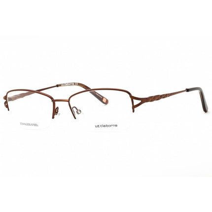 Liz Claiborne Women's Eyeglasses - Brown Metal Rectangular Half Rim | L 627 0FV8 00 ,