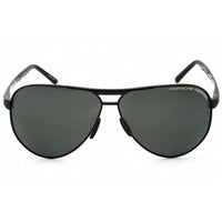 Porsche Men's Sunglasses - Black Metal Full Rim Frame Grey Polarized Lens | P8649 A ,