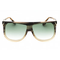 Victoria Beckham Women's Sunglasses - Striped Brown Acetate Shield Frame | VB643S 230 ,
