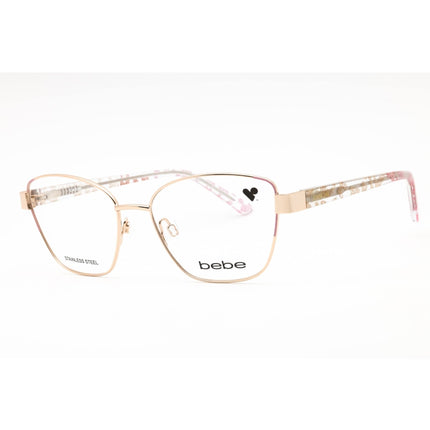Bebe Women's Eyeglasses - Gold Cat Eye Full Rim Frame Clear Demo Lens | BB5209 712 ,