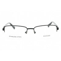 Guess Men's Eyeglasses - Shiny Black Metal Rectangular Half Rim Frame | GU50044 001 ,