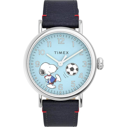 Timex Men's Watch - Standard x Peanuts Snoopy Soccer Blue Leather Strap | TW2V82000 ,