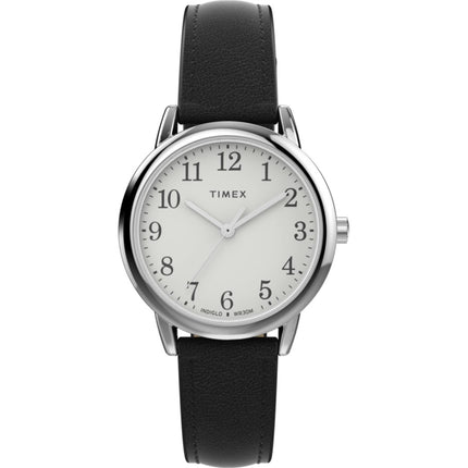 Timex Women's Watch - Easy Reader Eco-Friendly Black Leather Strap | TW2W32500 ,