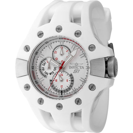 Invicta Men's Watch - S1 Rally Silver Tone Dial White Silicone Strap Day-Date | 48121 ,