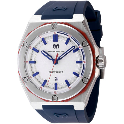Technomarine Men's Watch - Coral Silver Tone Dial Blue Silicone Strap | TM-416091 ,