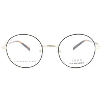 1880 Morel Unisex Eyeglasses - Black/Gold Metal Round Full Rim Frame | 60072M ND04 ,