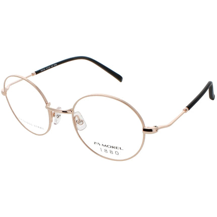 1880 Morel Unisex Eyeglasses - Rose Gold Metal Round Full Rim Frame | 60072M PP05 ,