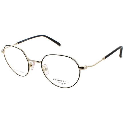 1880 Morel Unisex Eyeglasses - Black/Gold Metal Panto Full Rim Frame | 60074M ND18 ,