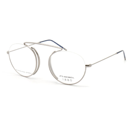 1880 Morel Women's Eyeglasses - Grey Round Half Rim Frame Demo Lens | 60122M GN10 ,