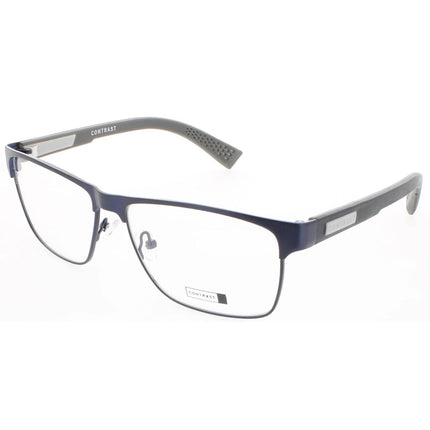 Contrast Unisex Eyeglasses - Navy Metal Rectangular Shape Full Rim Frame | Cts103-Navy ,