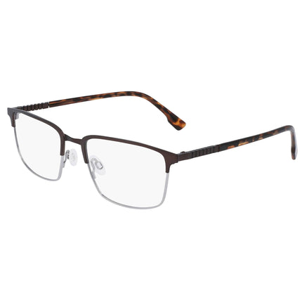 Flexon Men's Eyeglasses - Matte Dark Oak Metal Rectangular Half Rim Frame | E1128 209 ,