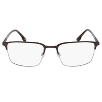 Flexon Men's Eyeglasses - Matte Dark Oak Metal Rectangular Half Rim Frame | E1128 209 ,