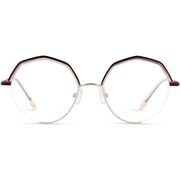 Koali Morel Women's Eyeglasses - Gold/Red Geometric Half Rim | Celtis 2 20116K DR03 ,
