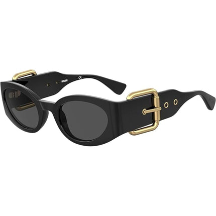Moschino Women's Sunglasses - Black Gold Plastic Oval Frame | MOS154/S 02M2/IR ,