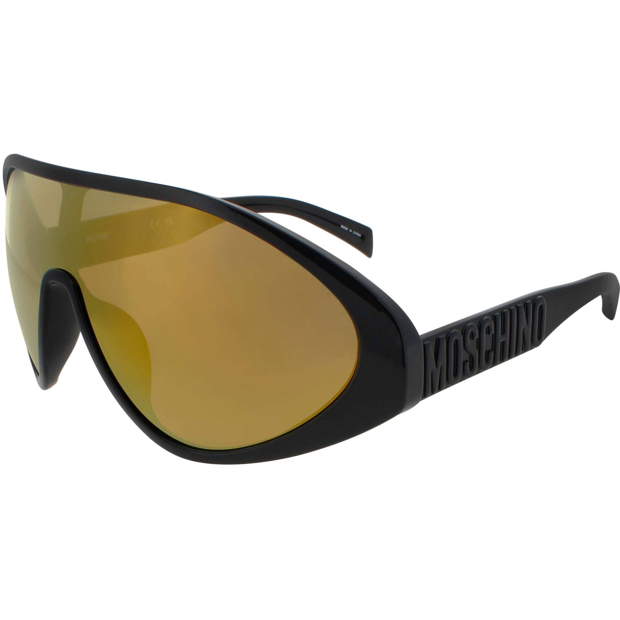 Moschino Unisex Sunglasses - Black Plastic Full Rim Shield Frame