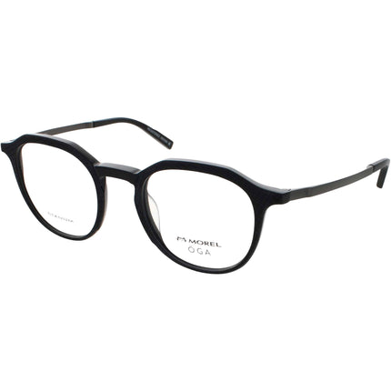 Oga Morel Men's Eyeglasses - Black Acetate Geometric Frame | LINJER 2 10153O NG10 ,