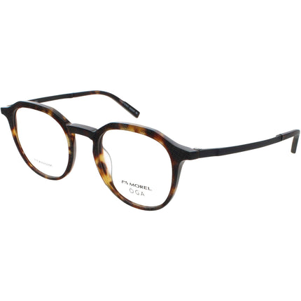 Oga Morel Men's Eyeglasses - Brown Acetate Geometric Frame | LINJER 2 10153O TD11 ,